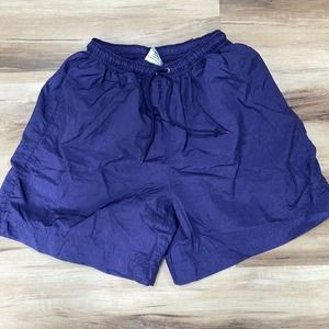 Vinage Nike Shorts Womens Small 4-6 Purple Nylon Shiny Running Soccer Drawstring